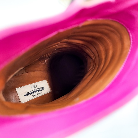 Valentino Garavani Leather Stripe Block Heel Zip Ankle Boots EU 37 - Picture 7 of 10